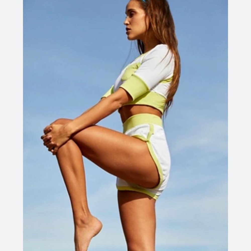 Free People Move White and Green Athletic Set Sz M